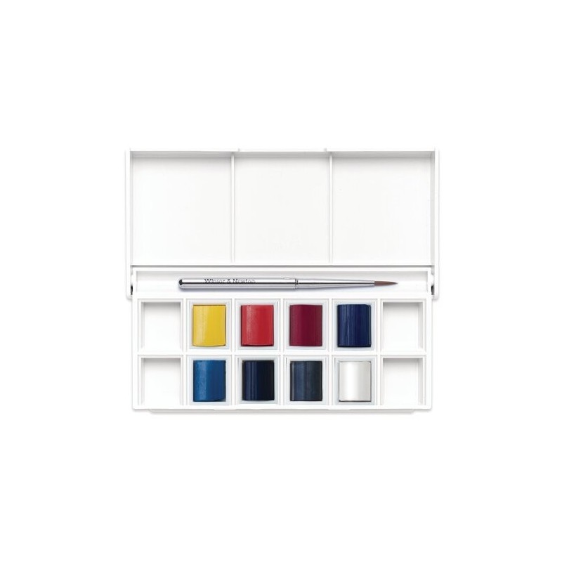 Material Bellas Artes - Pintura - Caja acuarelas de bolsillo Winsor and Newton Cotman, 8 1/2 godets (capacidad 12) y pincel, Cie