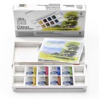 Material Bellas Artes - Pintura - Caja acuarelas de bolsillo Winsor and Newton Cotman, 8 1/2 godets (capacidad 12) y pincel, Pai