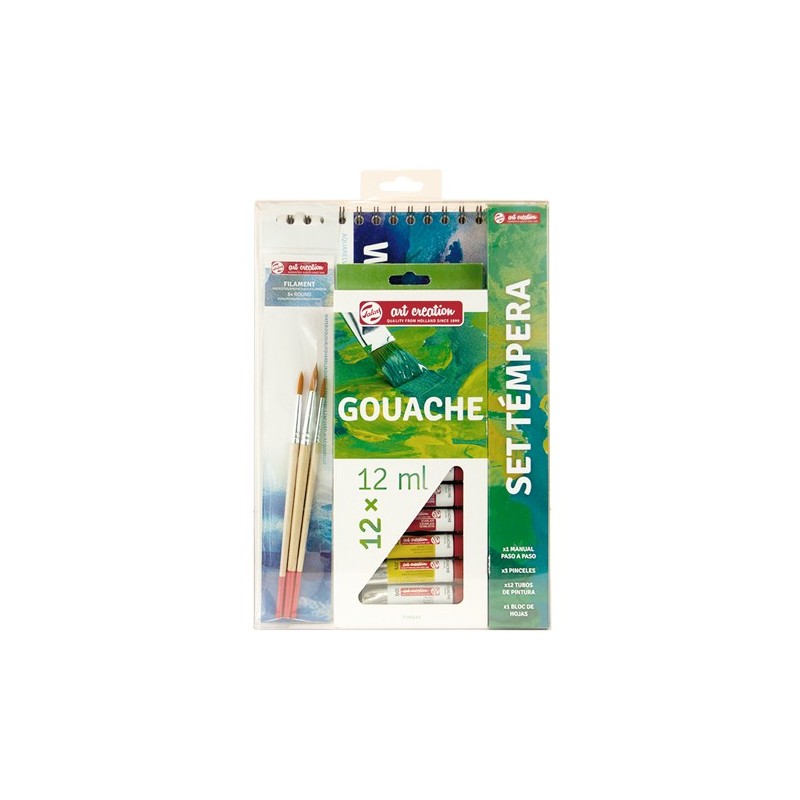 Material Bellas Artes - Pintura - Set Bellas Artes Tempera Art Creation 12 colores (12 ml) + 3 pinceles + Bloc | totenart.com