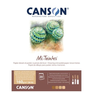 Material Bellas Artes – pintura-y-dibujo - Bloc Canson Mi-Teintes, tonos tierra, 20h. 160 gr 24x32 cm, encolado | totenart.com