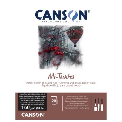 Material Bellas Artes – pintura-y-dibujo - Bloc Canson Mi-Teintes, color negro, 20h. 160 gr 24x32 cm, encolado | totenart.com