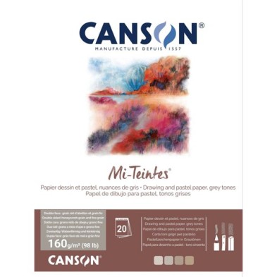 Material Bellas Artes – pintura-y-dibujo - Bloc Canson Mi-Teintes, tonos grises, 20h. 160 gr 32x41 cm, encolado | totenart.com