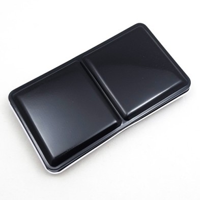 Material Bellas Artes - Pintura - Caja acuarela de metal para 12 godets (24 medios godets), VACÍA, sin riel, Negro, White Nights