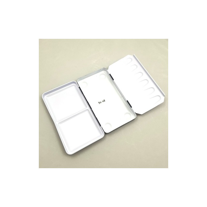 Material Bellas Artes - Pintura - Caja acuarela de metal para 12 godets (24 medios godets), VACÍA, sin riel, Negro, White Nights