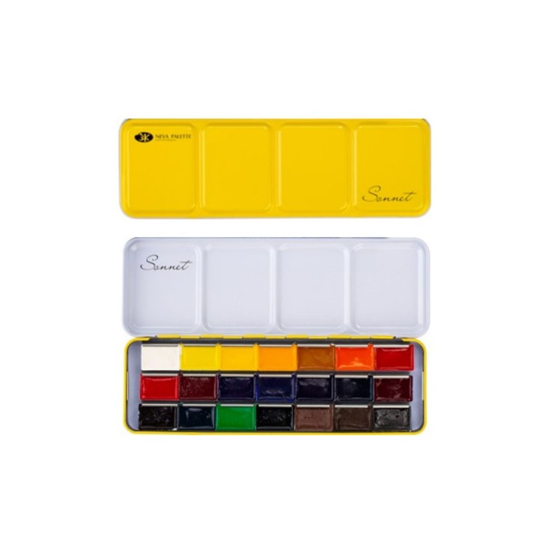 Material Bellas Artes - Pintura - Set acuarela 21 godets, estuche de metal, Amarillo, Sonnet, White Nights | totenart.com