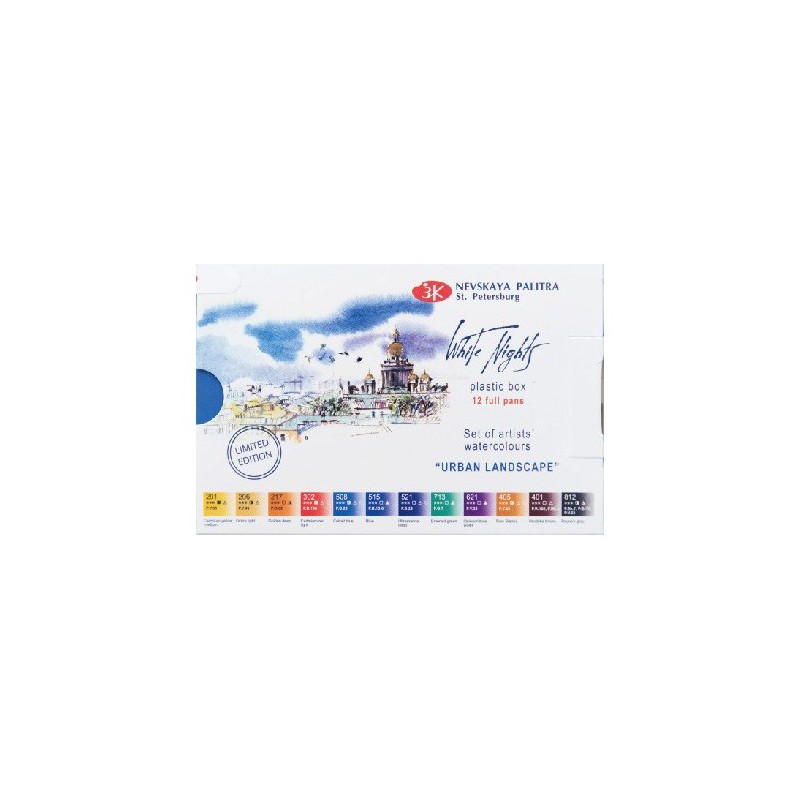 Material Bellas Artes - Pintura - Set acuarela EDICIÓN LIMITADA 12 godets \"Urban Landscape\", estuche de plástico, White Nights