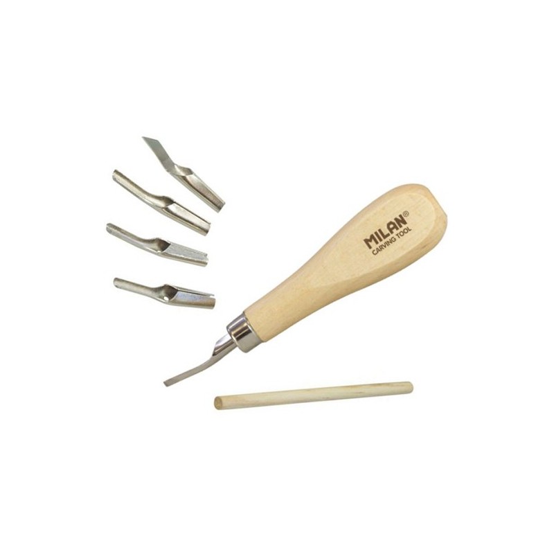 Material Bellas Artes - Pintura - Lino cutter set con 5 gubias Milan | totenart.com