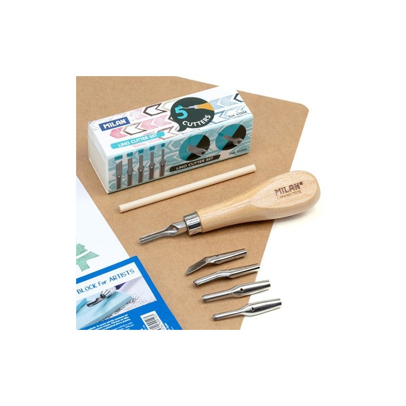 Material Bellas Artes - Pintura - Lino cutter set con 5 gubias Milan | totenart.com