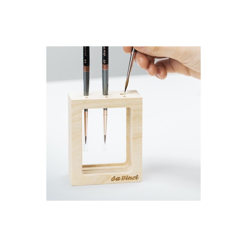 Material Bellas Artes - Pintura - Set 3 pinceles Kolinsky Red Sable de mango corto con soporte de madera, Miniature Maestro, Da 