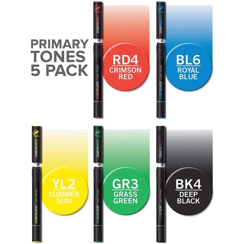 Material Bellas Artes - Pintura - Estuche Chameleon de 5 Rotuladores Tonos Primarios | totenart.com