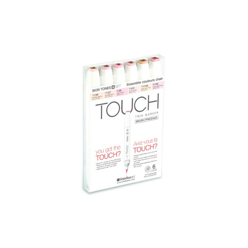 Material Bellas Artes - Pintura - TOUCH TWIN 6 brush marker set Tonos piel A | totenart.com