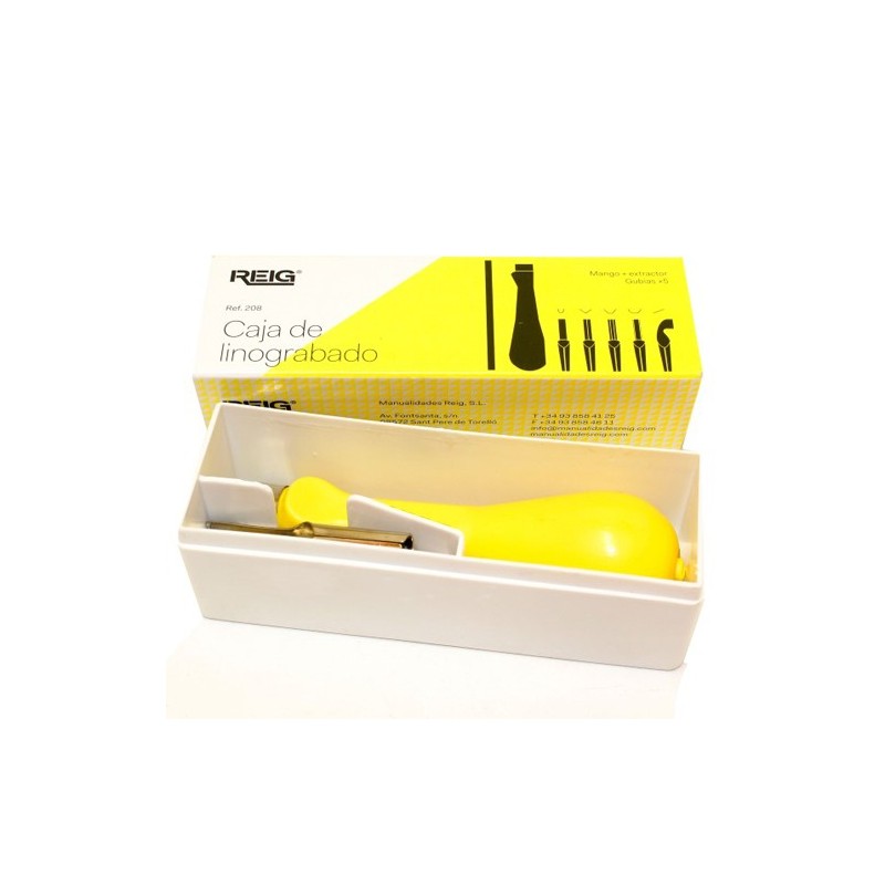 Material Xilografia-Linoleografia-Cajita para linoleo, con mango y 5 plumillas