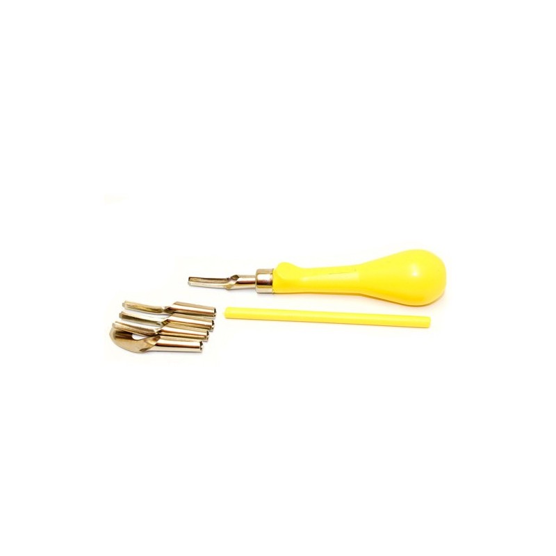 Material Xilografia-Linoleografia-Cajita para linoleo, con mango y 5 plumillas