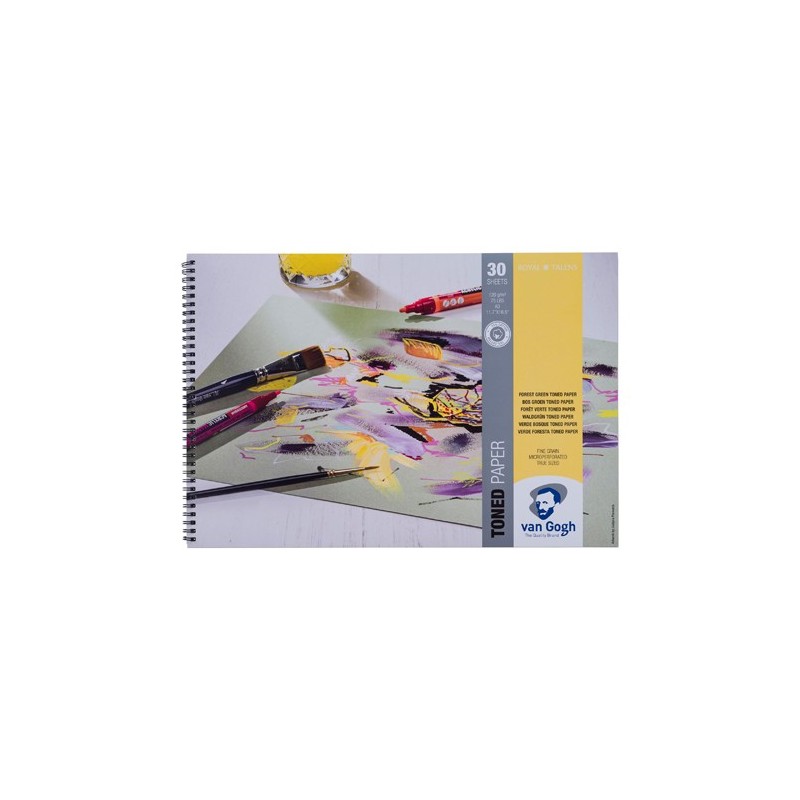 Material Bellas Artes – pintura-y-dibujo - Bloc Toned Paper Van Gogh Verde Bosque, 30 hojas, 120 gr (A3) | totenart.com