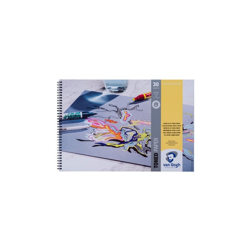 Material Bellas Artes – pintura-y-dibujo - Bloc Toned Paper Van Gogh Azul Oceano, 30 hojas, 120 gr (A3) | totenart.com