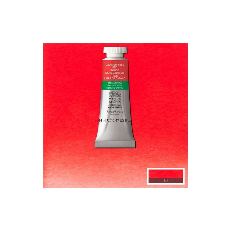 Material Bellas Artes - Pintura - Acuarela Profesional Winsor & Newton color rojo libre de cadmio 901 (14 ml) S4 | totenart.com