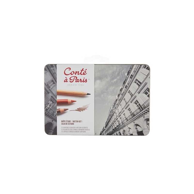 Material Bellas Artes – pintura-y-dibujo - Caja metal Graphic Esbozo Conte 12 uds. | totenart.com
