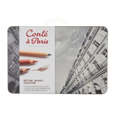 Material Bellas Artes – pintura-y-dibujo - Caja metal Graphic Esbozo Conte 12 uds. | totenart.com