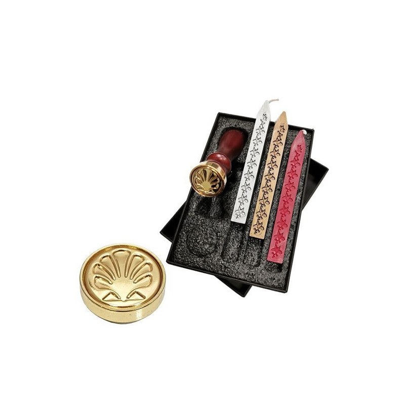Set Caligrafía 3 lacres de colores y Sello concha
