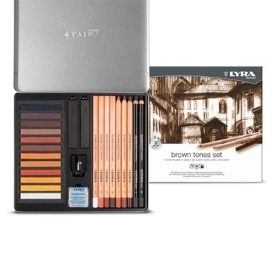 Material Bellas Artes - Pintura - *Estuche Metálico Set Tonos Marrones 25 piezas, Lyra | totenart.com