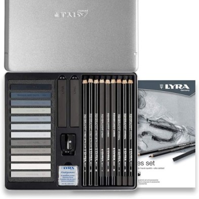 Material Bellas Artes - Pintura - Estuche Metálico Set Tonos Grises 25 piezas, Lyra | totenart.com