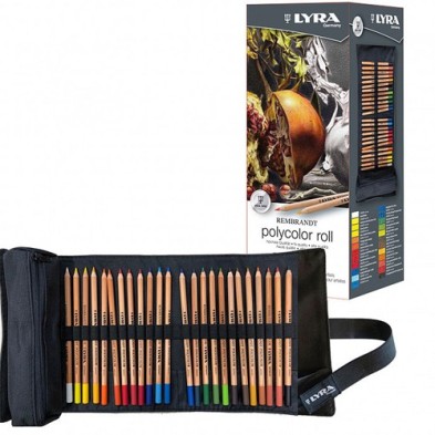 Material Bellas Artes - Pintura - Estuche Enrollable de Tela 24 Lápices de colores Polycolor Rembrandt, Lyra | totenart.com