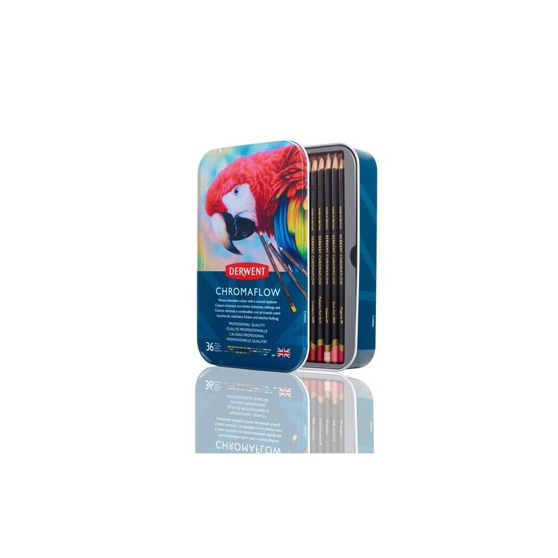 Material Bellas Artes – Dibujo - Caja lápices Derwent Chromaflow, 36 colores | totenart.com