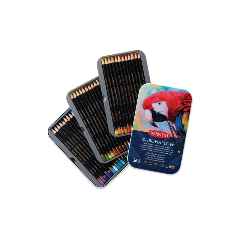 Material Bellas Artes – Dibujo - Caja lápices Derwent Chromaflow, 36 colores | totenart.com