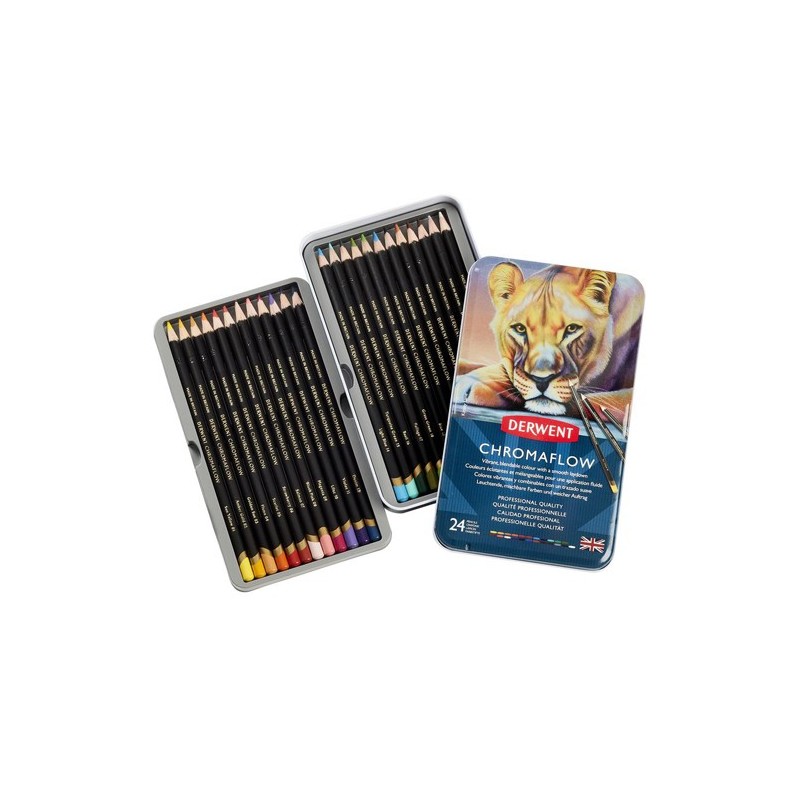 Material Bellas Artes – Dibujo - Caja lápices Derwent Chromaflow, 24 colores | totenart.com