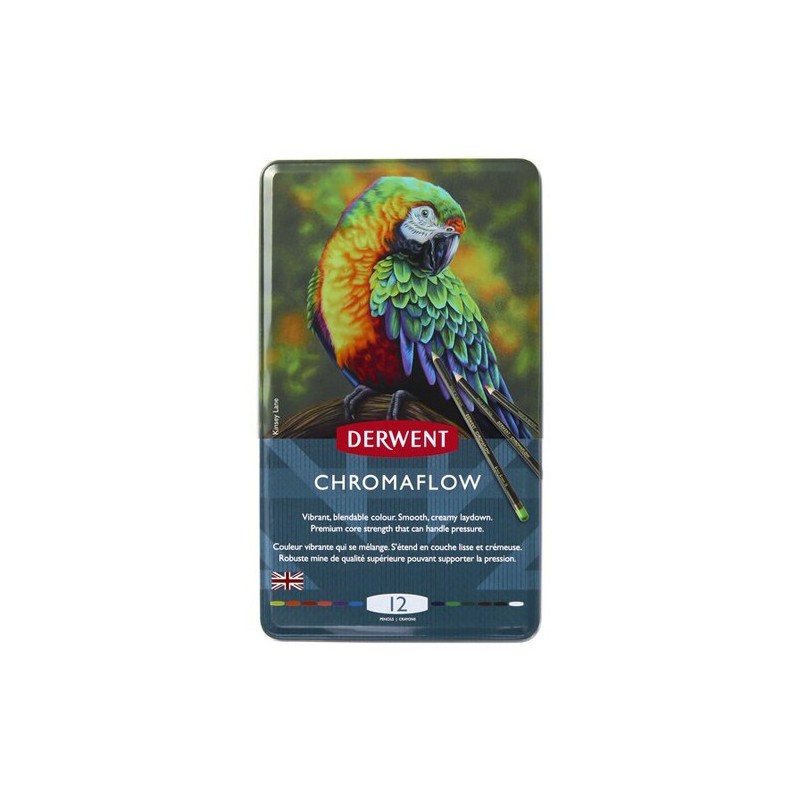 Material Bellas Artes – Dibujo - Caja lápices Derwent Chromaflow, 12 colores | totenart.com