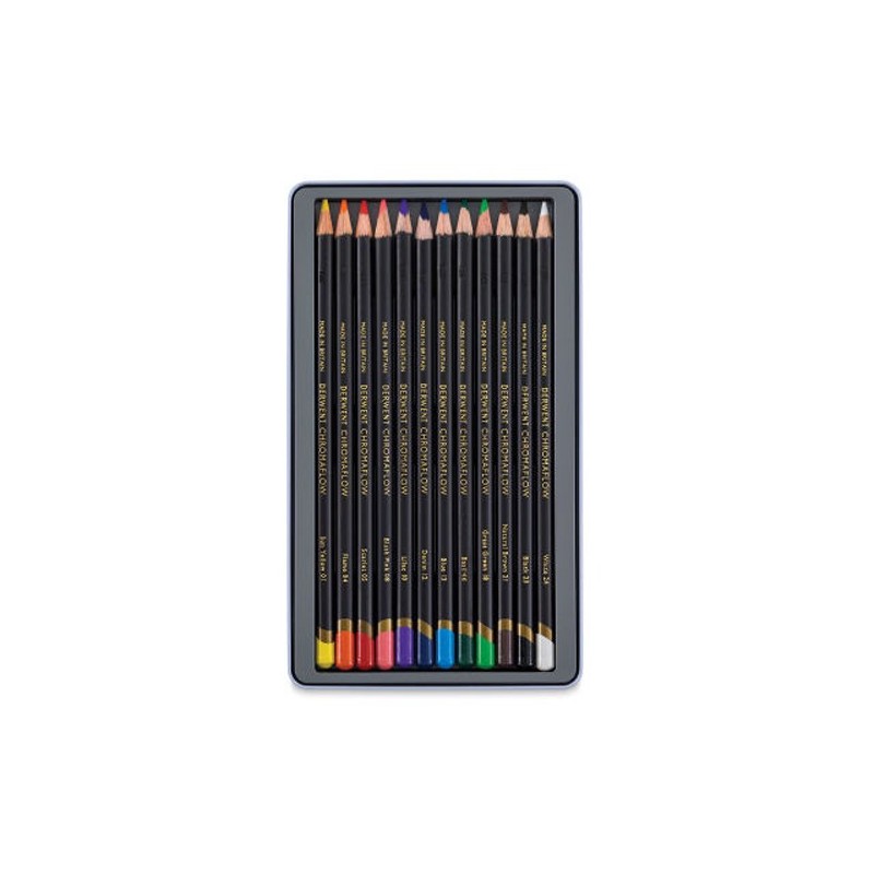 Material Bellas Artes – Dibujo - Caja lápices Derwent Chromaflow, 12 colores | totenart.com