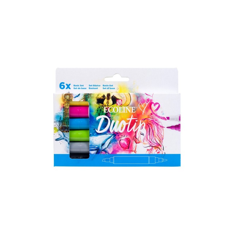 Material Bellas Artes – Pintura - Estuche Rotulador Ecoline Duotip Basic Set 6 | totenart.com