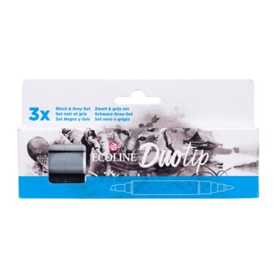 Material Bellas Artes – Pintura - Estuche Rotulador Ecoline Duotip Set Negro-Gris | totenart.com