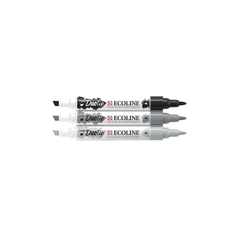 Material Bellas Artes – Pintura - Estuche Rotulador Ecoline Duotip Set Negro-Gris | totenart.com