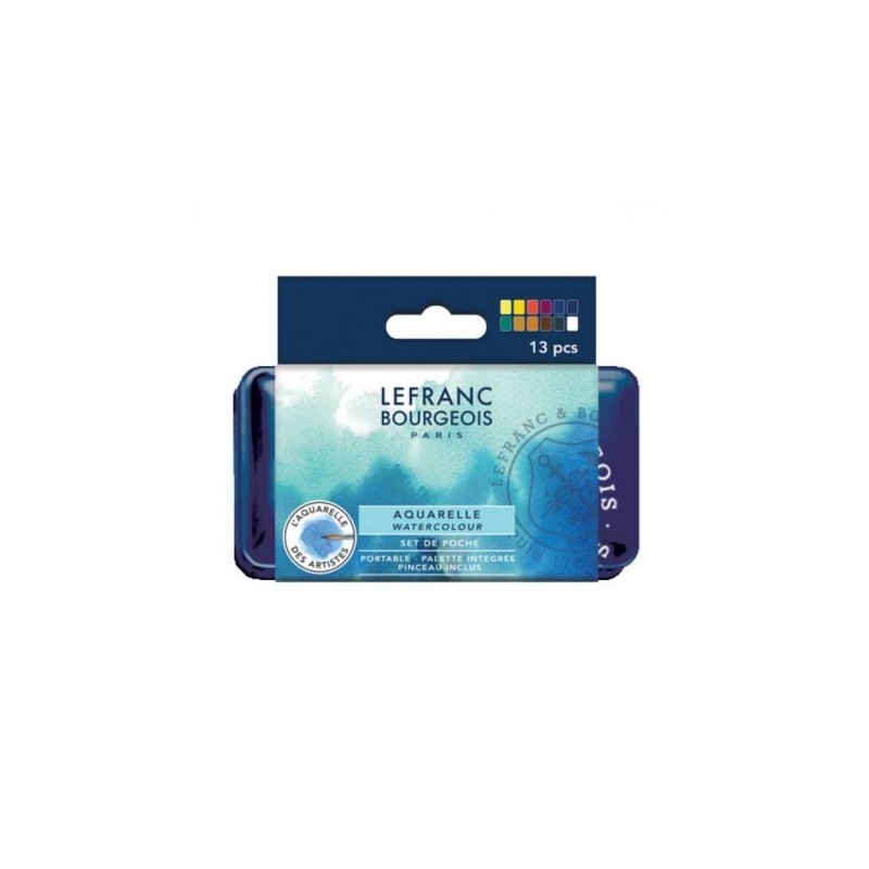 Material Bellas Artes – pintura-y-dibujo - Caja acuarelas Lefranc Bourgeois, 12 medios godets y pincel ** | totenart.com