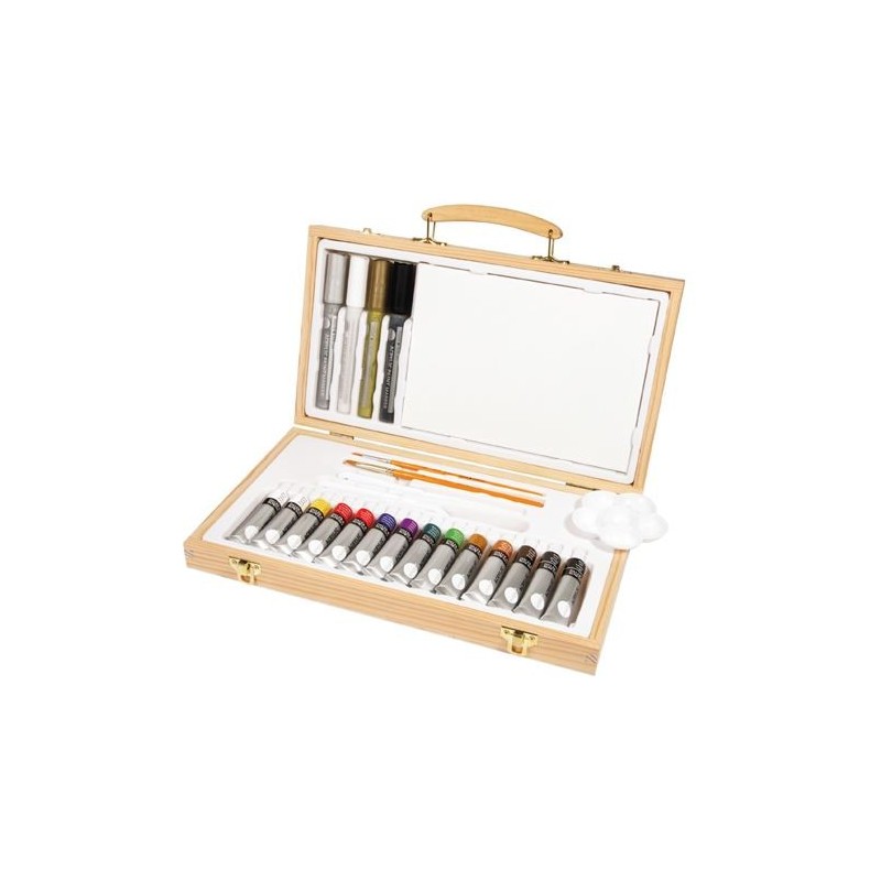 Material Bellas Artes - Pintura - Maletín de madera Acrílico, 26 piezas, Simply, Daler Rowney | totenart.com