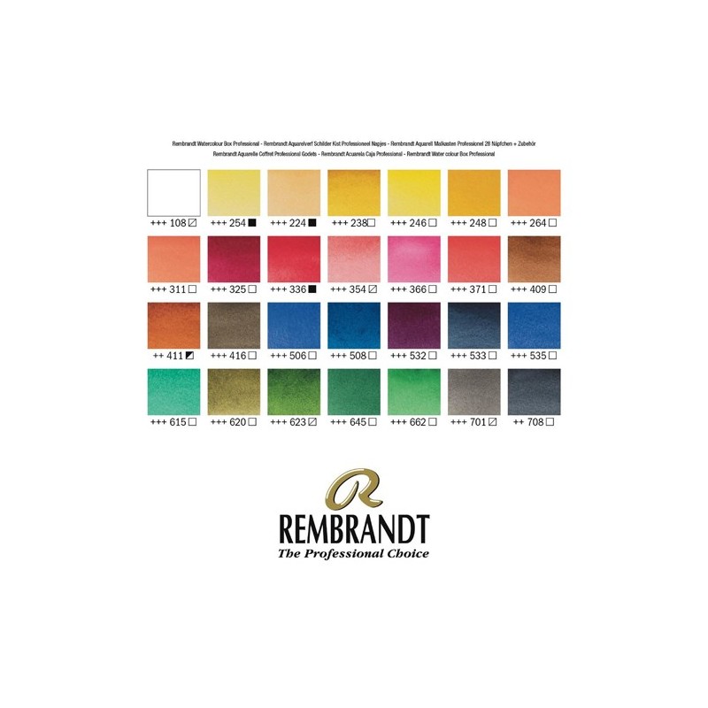 Material Bellas Artes - Pintura - Caja madera Professional 28 pastillas de acuarelas Rembrandt | totenart.com