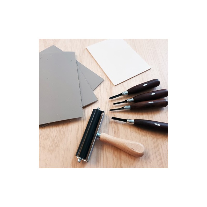 Material Xilografia-Linoleografia-Kit Basico Xilografia-Linoleografia
