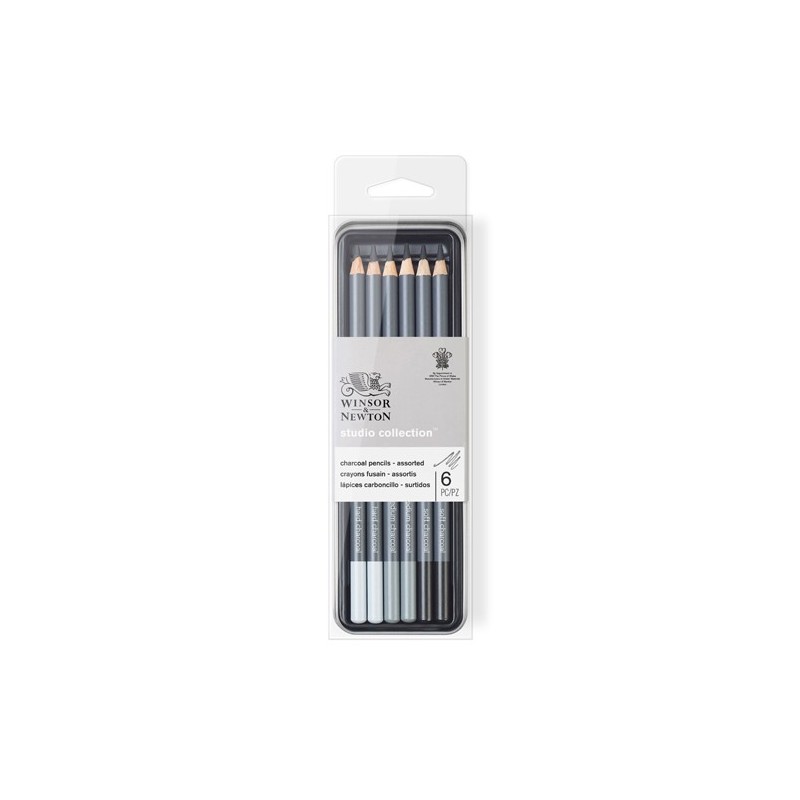 Material Bellas Artes – pintura-y-dibujo - Estuche de 6 lápices carboncillo Studio Collection Winsor&Newton | totenart.com