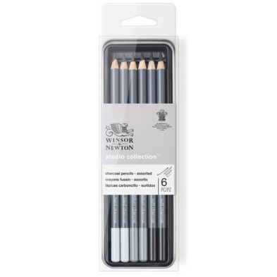 Material Bellas Artes – pintura-y-dibujo - Estuche de 6 lápices carboncillo Studio Collection Winsor&Newton | totenart.com