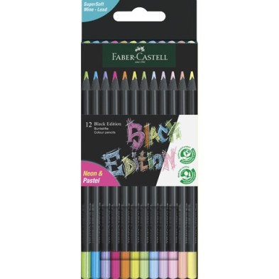 Material Bellas Artes – Pintura - Caja 12 lápices Black Edition Faber Castell Pastel+Neón | totenart.com