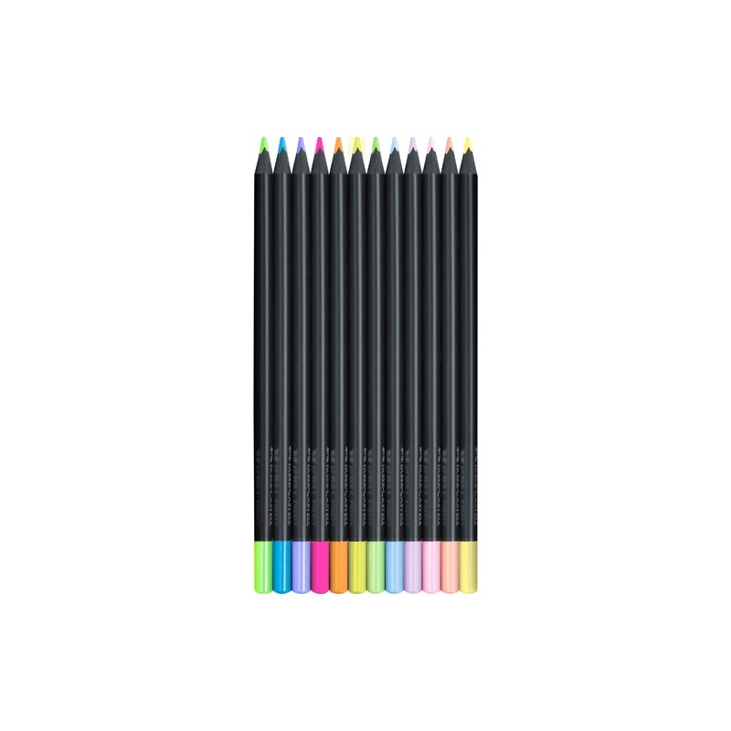 Material Bellas Artes – Pintura - Caja 12 lápices Black Edition Faber Castell Pastel+Neón | totenart.com
