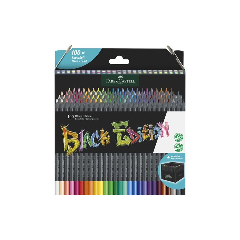 Material Bellas Artes – Pintura - Estuche Soporte 100 lápices color Black Edition Faber Castell | totenart.com