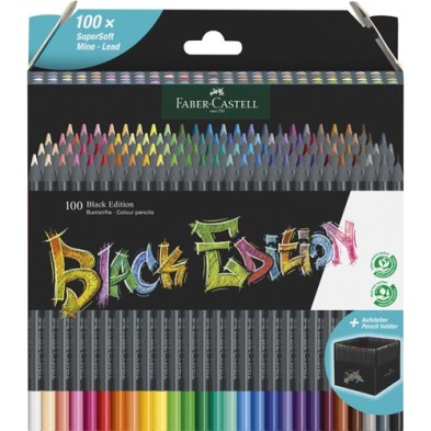 Material Bellas Artes – Pintura - Estuche Soporte 100 lápices color Black Edition Faber Castell | totenart.com