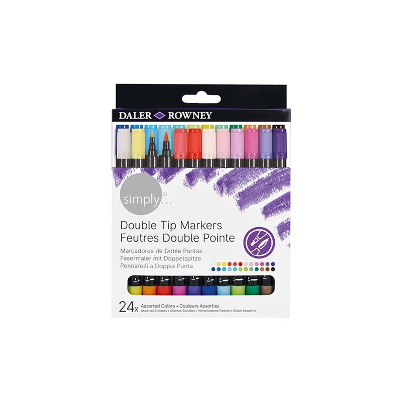 Material Bellas Artes - Pintura - Set 24 Rotuladores Doble Punta, Simply, Daler Rowney | totenart.com