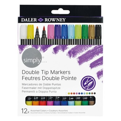 Material Bellas Artes - Pintura - Set 12 Rotuladores Doble Punta, Simply, Daler Rowney | totenart.com