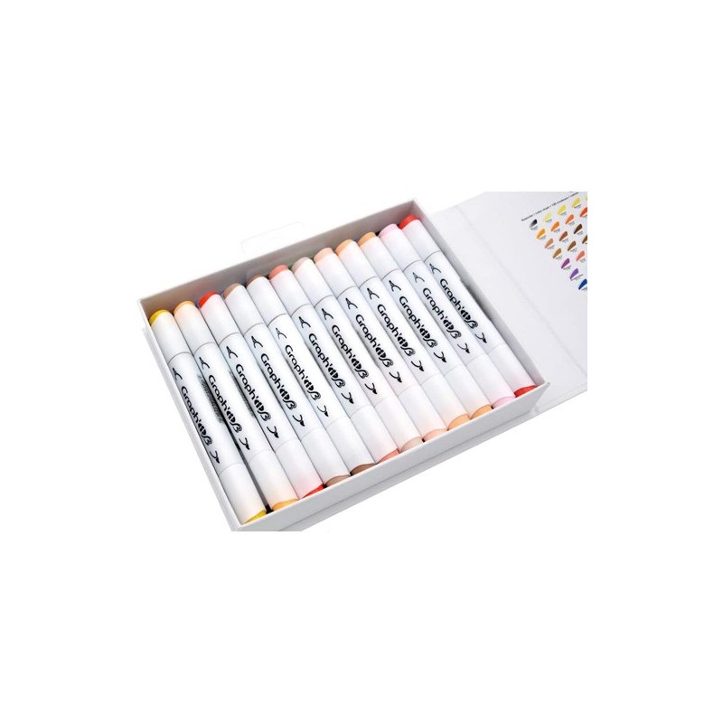 Material Bellas Artes - Pintura - Estuche 24 Rotuladores Doble Punta, colores de cómic, Graph\'it | totenart.com