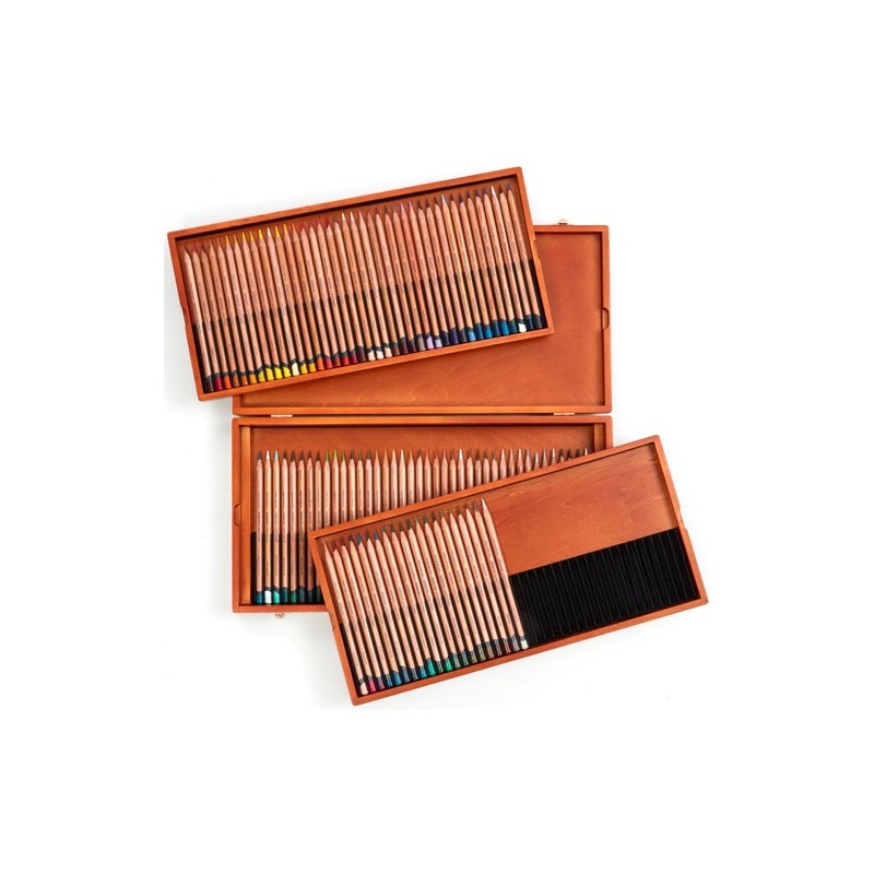 Material Bellas Artes – pintura-y-dibujo - Caja Madera 100 lápices al óleo Lightfast Derwent | totenart.com