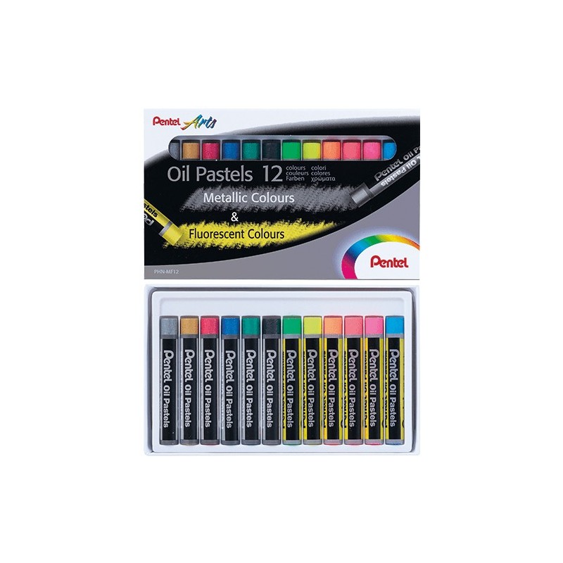 Material Bellas Artes - Pintura - Pasteles al óleo Pentel Set de 12 (colores fluorescentes) | totenart.com