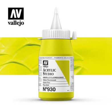 Material Bellas Artes - Pintura - Acrílico Vallejo Studio n. 930 color amarillo fluorescente (500 ml) | totenart.com